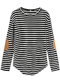 Milumia Women's Elbow Patch Striped High Low Top T-shirt
