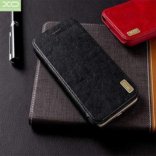 iBLUNT Original Leather Handcrafted Flip Cover European Alcantara Microfiber Interior Folio Wallet Credit Card Money Pouch Case for Samsung Note 9 Note9 2019 - Black