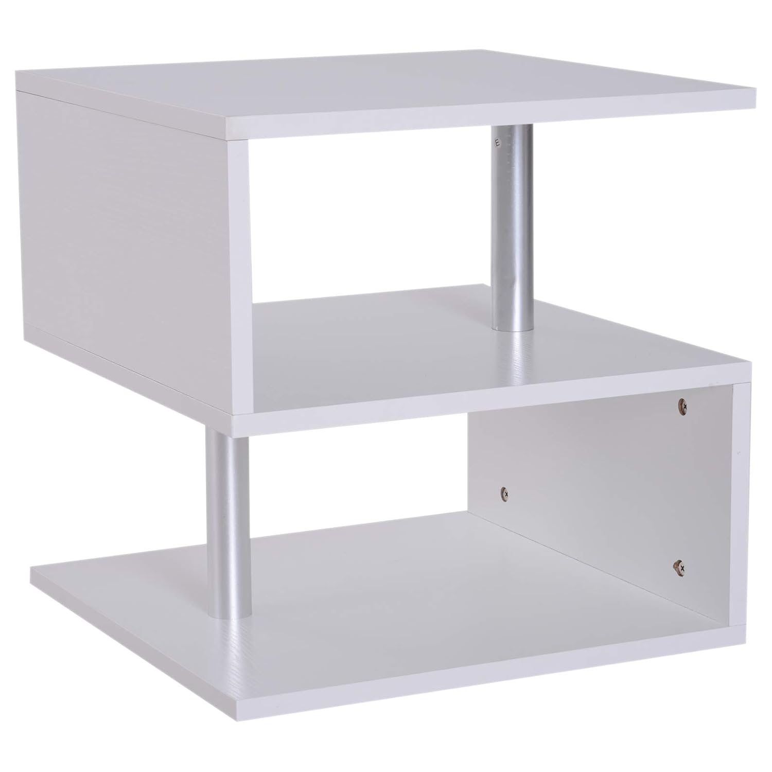 Homcom Wooden S Shape End Table 3 Tier Storage Shelves Organizer Living Room Coffee Side Table Desk Black Home Home Furniture