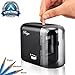 Electric Pencil Sharpener, Auto-Stop Feature and Best Heavy Duty Helical Blade Sharpeners for Office School Classroom Kids Artists, AC or Battery Operated for No.2 and Colored Pencils. (Black)