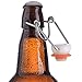 6 Pack - 16 Ounce Grolsch Bottles with Easy Cap Flip Top Caps for Brewing Beer, Kombucha, Kefir, Water, Thick High-Grade Glass, Resealable, Amber, by California Home Goods