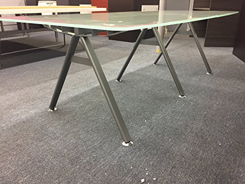 Modern Tempered Frosted Glass Conference Table 95" by 46" Boat Shaped 3/4" Thick