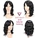 WIGNEE 100% Virgin Human Hair Natural Wave Wigs with Bangs Brazilian Human Hair Wave Wigs Natural Black Color (14 Inch)