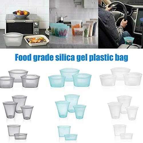 YSoutstripdu Reusable Zip Lock Food Fresh Bag,Leakproof Food Storage Containers Food Meat Cup Kitchen Supplies Grey 2Pcs Bag Shape