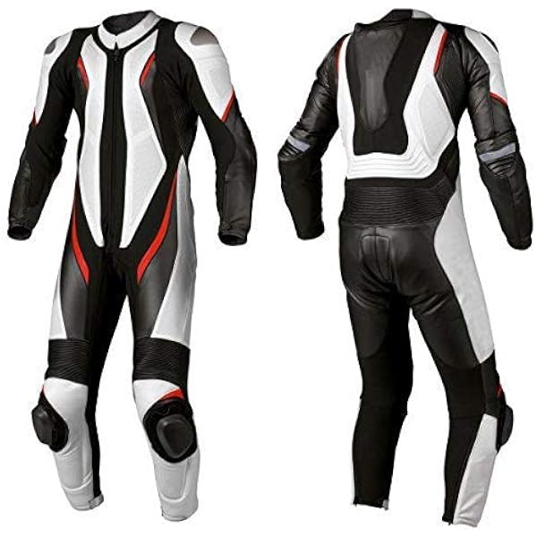 BI ESSE Genuine Cowhide Leather One-Piece Motorcycle Track Suit – Punched, CE Armor, Black/Red, Sizes 46-56