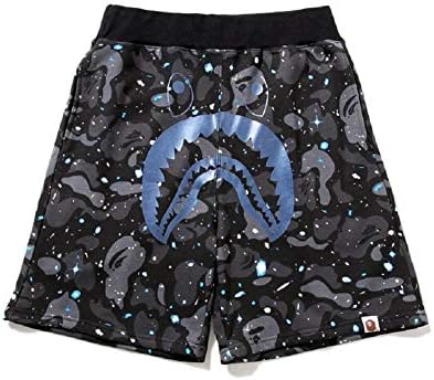 Athletic Pants Shark Pattern Camouflage Stitching Shorts Men Drawstring Sports Shorts
