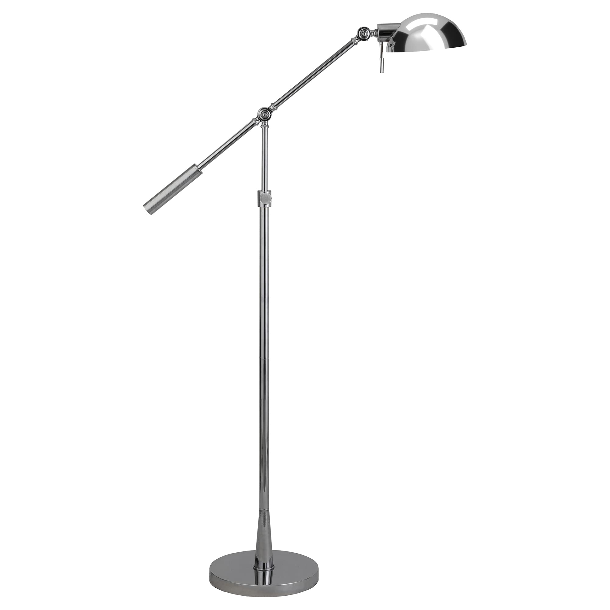 Photo 1 of Henn&Hart Height Adjustable/Tilting Floor Lamp with Metal Shade in Polished Nickel, for Home, Living Room, Bedroom, Entertainment Room, Office, Kitchen, Dining