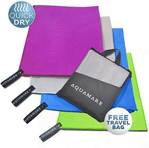 Microfiber Towel for Hair, Beach, Travel, Gym, Sports - Lightweight, Absorbent Quick Dry Towels - Perfect for Yoga, Pool, Golf, Pilates, Camping &amp; Shower - Includes Carrying Bag (Purple)