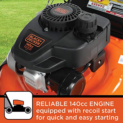 BLACK+DECKER 21Inch 3in1 Gas Powered Push Lawn Mower with 140cc OHV