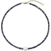 Beaded Necklaces for Women Gemstone Necklace with Freshwater Pearl Crystal Beaded Necklace Natural Stone Summer Beach Bead Choker Boho Necklaces for Women