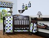 Boutique Blue Brown Diamond 13PCS CRIB BEDDING SET