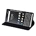 32nd Classic Series - Real Leather Book Wallet Case Cover for BlackBerry Key2, Real Leather Design with Card Slot, Magnetic Closure and Built in Stand - Black