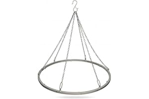 Lpxinjh 24 Inch Round Silver Metal Ceiling Drapes Hanging Kit with Canopy Hoop Hardware for Wedding Ceremony and Party Decora