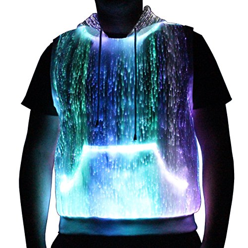 HolyThreads! Fiber Optic Sleeveless Hoodie - Lights Up! (Large)