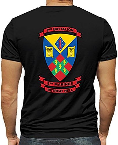 Trooperbay 2nd Battalion 5th Marines USMC Marine Corp WWII Black Short Sleeve Shirt (XX-Large)