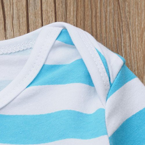 2Pcs Newborn Pajamas Gown Outfits Set Letter Stripe Long Sleeve Gown+Headband/Hat Sleeping Swaddle Wrap By Makaor (Size:Bust:50cm/19.7" Length:65cm/25.6", Blue) - Thumbnail 6