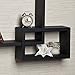 Danya B. YU008BK Floating Squares Shelving Unit - Wall Mount Intersecting 3-Box Wall Shelf - Black