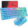 Gaming Keyboard and Mouse Combo,88 Keys Compact Rainbow Backlit Mechanical Feel Keyboard,RGB Backlit 6400 DPI…