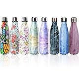 Double Walled Stainless Steel Vacuum Water Bottle, Y Chen Portable Travel Sports Leak-Proof No Sweat Cola Shape Bottle,Keep Hot 12 Hours&Cold 24 Hours,17oz （500ml) Opal