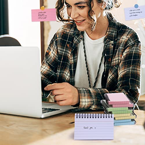 Koogel 500 pieces Index Cards, 10 Pads Ruled Notecards with Protective Covers 5 Colors Flash Cards with Spiral for Office Learning Note Taking To Do List