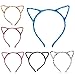 FASOTY 10 Pcs Cat Ears Headband Hair Band Fluffy Hair Hoop Headbands for Women and Young Ladies Birthday Party and Daily Decoration Costume, 10 Colors