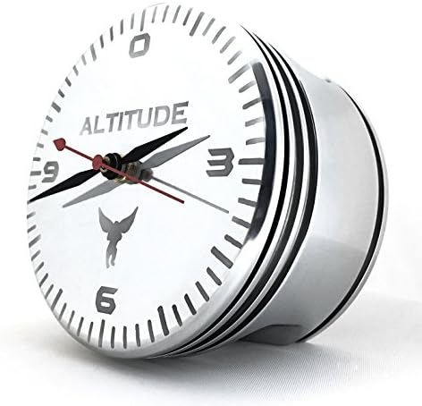 THE ALTIMETER WWII AIRPLANE RADIAL ENGINE PISTON ALTITUDE POLISHED DESK CLOCK