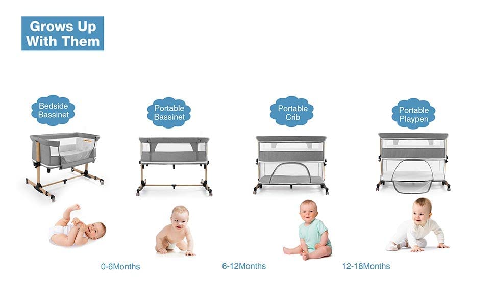 nordmiex Baby Crib,3 in 1 for Baby,Bedside Sleeper Bedside Baby Crib for