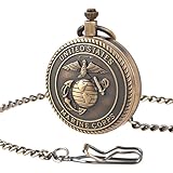 SIBOSUN Pocket Watch Men Bronze Antique United States Marine Corps Pattern for Eagle Scout