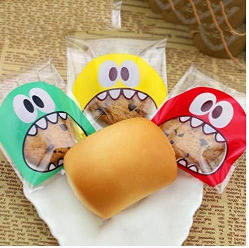 100Pcs 7X7Cm Cartoon Monster Cookie Candy Bag Self-Adhesive Plastic Bags For Biscuits Baking Package Wedding Gifts For Guests