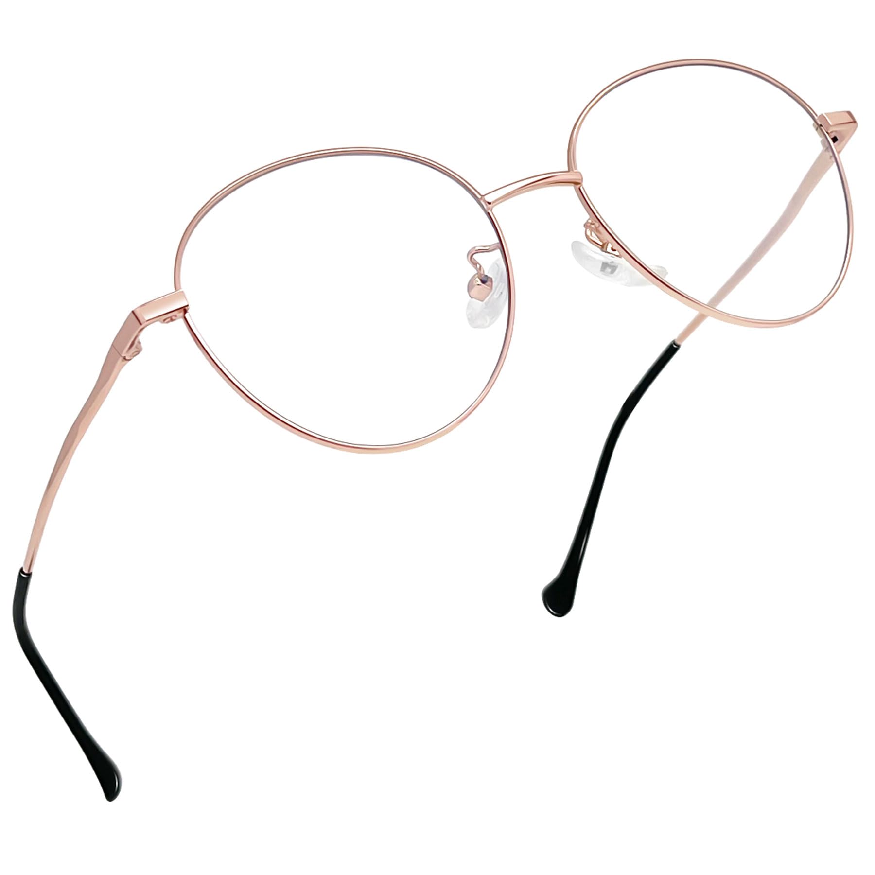 Joopin Blue Light Blocking Glasses Vintage Round Metal Frame Computer Lightweight Blue Light Filter Gaming Clear Glasses for Women Men (Rose Gold)