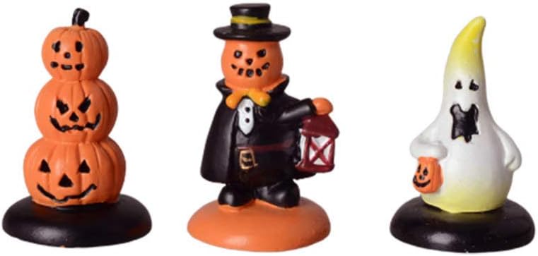 SUPVOX 3pcs Halloween Fairy Garden Miniatures Ghost Pumpkin Figurines Decorations Ornaments Doll House Accessories Halloween Party Favors Gifts Bag Fillers