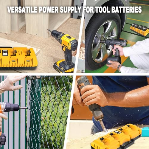 DCB104 Replacement for Dewalt Battery Charger Station, 4 Port Fast Rapid Charging Station with USB and Type-C Ports Compatible with All Dewalt 12V 20V Max Lithium Battery | Includes USB and Type-C Ports, 76.77in Detachable Power Cord, Wall-mounted, Multiple Safety Protection