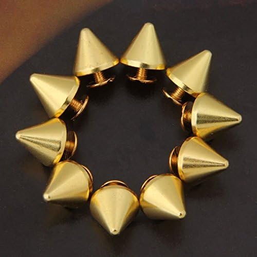 Vikeva 10 Set Gold Screw Bullet Rivet Spike Studs Spots DIY Rock Punk 12x11mm