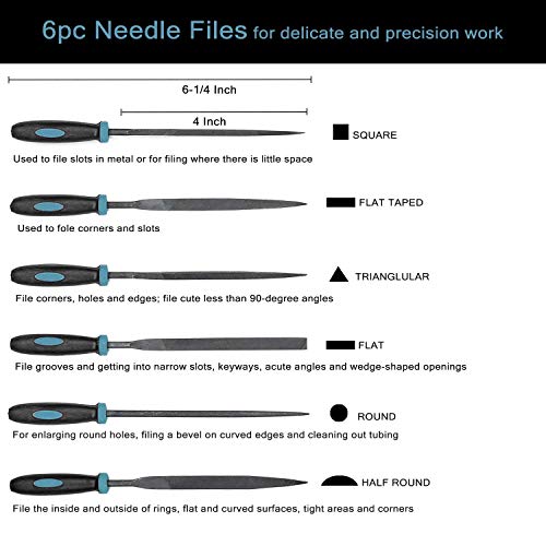 Delihom 9PCS Metal File Set Hand Metal Files for Wood and Metal Work