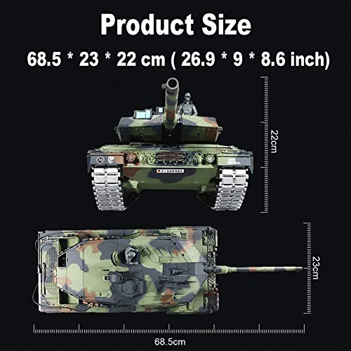WZRY RC Panzer, Deutscher Leopard 2A6 Schwerer Panzer 1:16 RC Panzer, Vollmetall RC Spielzeug Tank, 2.4G Drahtloser… – Bild 3