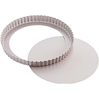 CHEFMADE 9.5-Inch Round Tart Pan with Removable Loose Bottom, Non-Stick Carbon Steel Quiche Pan for Oven Baking (Champagne Go