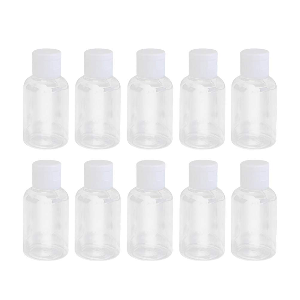 Minkissy 15Pcs 50ml Plastic Flip Cap Bottle Refillable Empty Jar Pot Vial Portable Clear Container for Liquid Makeup Lotion Shower â€‹