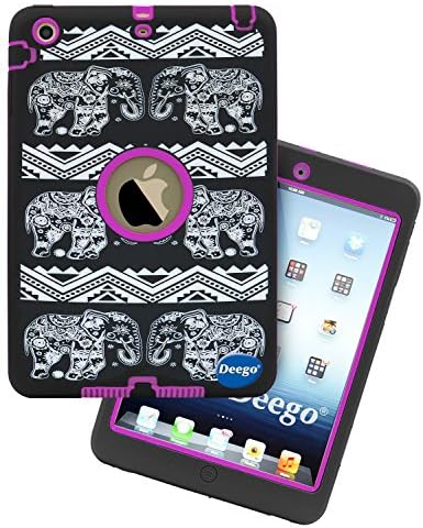 iPad Mini Case, Adela Shop 3in1 Shockproof Hybrid Case Hard Cover Pc+Silicone Full Body Protective High Impact Defender Cover For iPad Mini/ iPad Mini 2/ iPad Mini 3 (Elephant Rose)