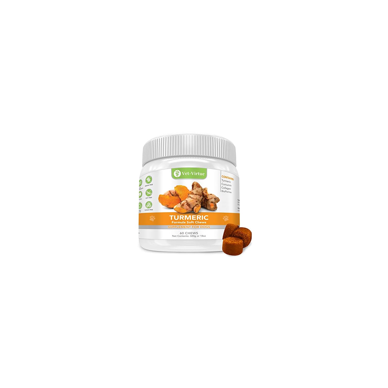 VETVIRTUE Turmeric for Dogs Organic Turmeric with Curcumin, Dog Joint