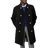 Runcati Mens Trench Coat Double Breasted Stand Collar Pea Coat Casual Fall Winter Warm Mid Long Overcoat