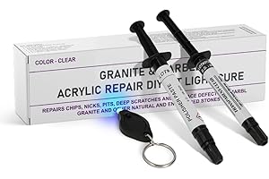 Granite, Marble, Quartz & Acrylic Repair Kit (Clear/Transparent) - Suitable for Most Repairs I Also for Tile, Countertop, Fib