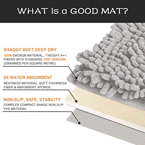 BYSURE Light Grey Bathroom Rug Set 3 Piece, Bath Rugs Toilet Rugs and Mats Sets, Extra Absorbent