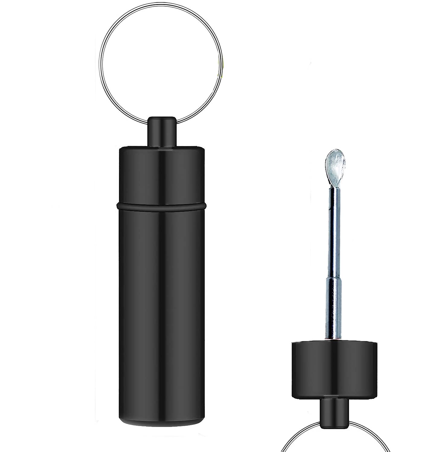 iSnuff Premium Travel Container with Spoon | Metal Vial with Telescopic Spoon - Deluxe Dispenser (Black)