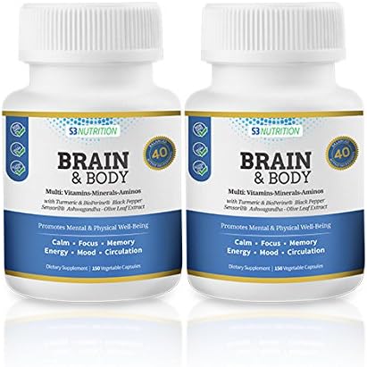 Brain & Body: Mental and Physical Well-being for Calm, Focus, Circulation and Energy - 60 Day Supply