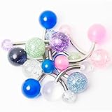 Lot of 10pc 14g belly navel Rings Glitter Black light Surgical Steel Eg Gifts