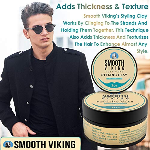 Smooth Viking Hair Clay for Men NonGreasy Hair Styling Clay for
