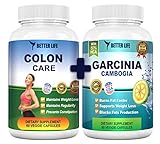 Pure Garcinia Cambogia Extract & Colon Care Combo! Best Weight Loss Supplements - Body Detox - Healthy Digestive System - 100% Natural Appetite Suppresant - 1600mg 60% HCA per serving
