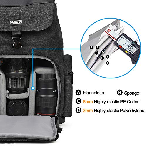 CADEN Professional Waterproof DSLR Camera Backpack Bag Canvas with