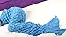 Sun Cling Handmade Soft Crochet Mermaid Blankets Blue Knitted Pattern Seasons Sleeping Blankets Adult for Women,Girls,Teens