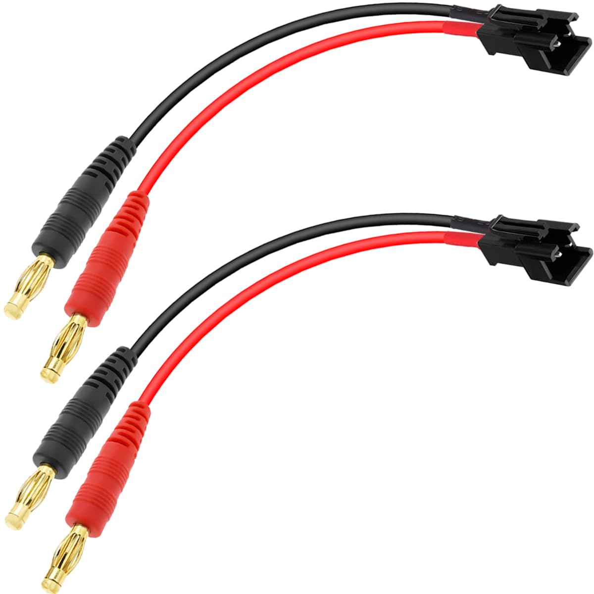 EatPitaya SM Connector Male to 4mm Banana Bullet Plug 15cm/5.9in B6 Balance Charger Lead 14AWG Flexible Silicone Lipo Battery Charge Cable - 2pcs